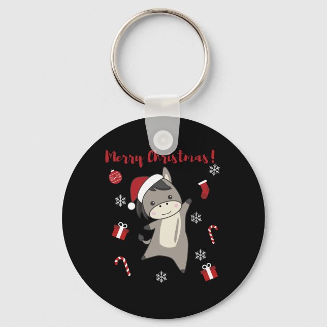 Chaveiro Donkey Christmas Donkeys Animais de inverno (Frente)