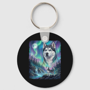 Chaveiro Dono de Cachorro Husky Siberiano Uivando Luzes do
