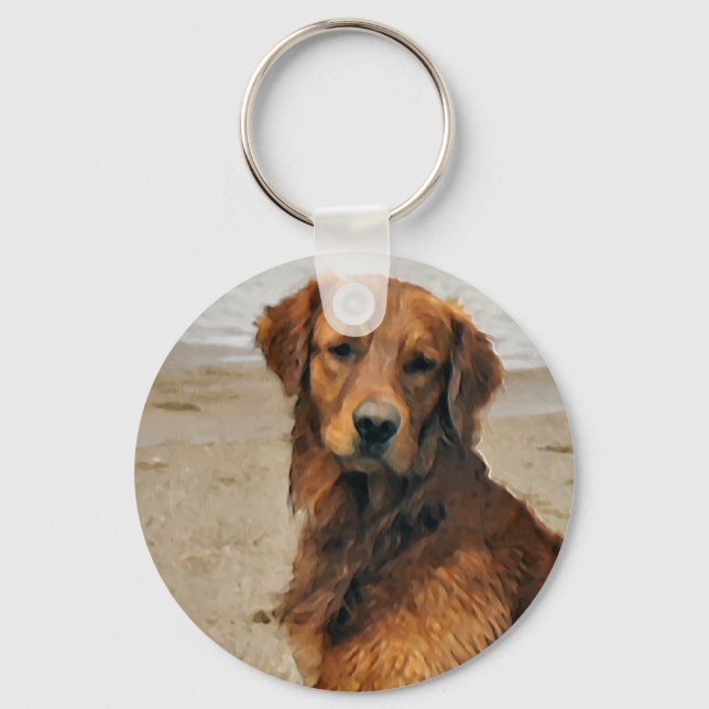 Chaveiro Dons de Arte do Retriever de ouros (Frente)