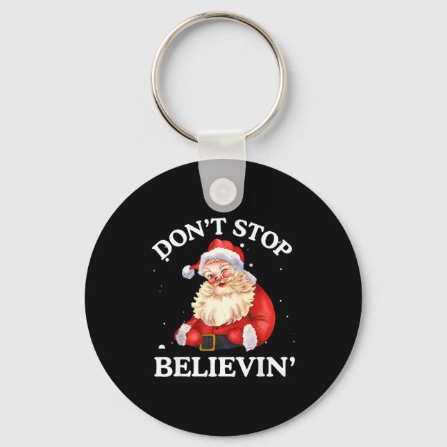 Chaveiro Don't Stop Believing Santa Funny Santa Claus Face  (Frente)