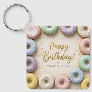 Chaveiro Donuts Glacê Pastel Com Purpurina Dourada Doce