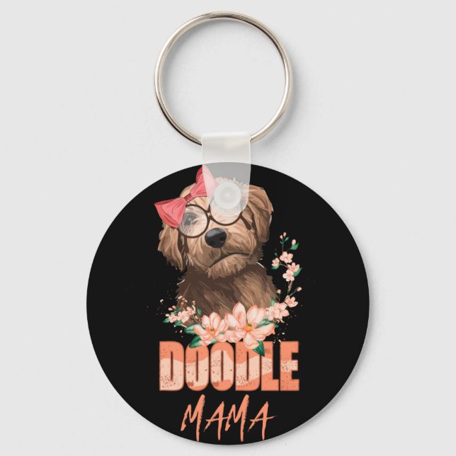 Chaveiro Doodle Mama Dom Goldendoodle Mãe Cão Dom Dom (Frente)