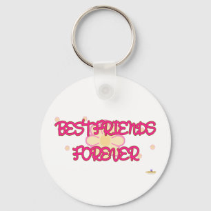 Chaveiro Dos melhores amigos flores cor-de-rosa alaranjadas