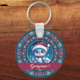 Chaveiro Dot do Urso Kawaii Personalizado de Natal Mandala