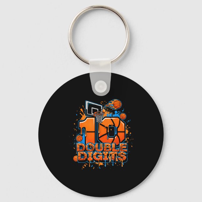 Chaveiro Double Digits Birthday 10 Year Old Boy Basketball  (Frente)