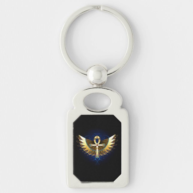 Chaveiro Dourada Ankh com Asas (Frente)