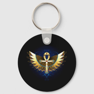 Chaveiro Dourada Ankh com Asas