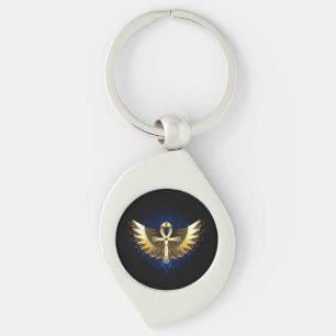Chaveiro Dourada Ankh com Asas