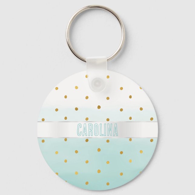 Chaveiro Dourada Confetti Mint Watercolor (Frente)