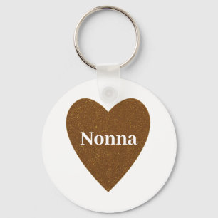 Chaveiro Dourada Glitter Nonna Heart