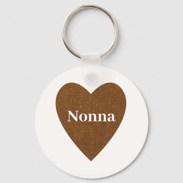 Chaveiro Dourada Glitter Nonna Heart (Frente)