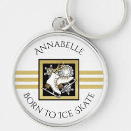 Chaveiro Dourada Glitter Preto, Traçado Com Gelo Branco