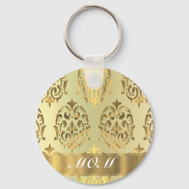 Chaveiro Dourada mãe personalizada damasco (Frente)