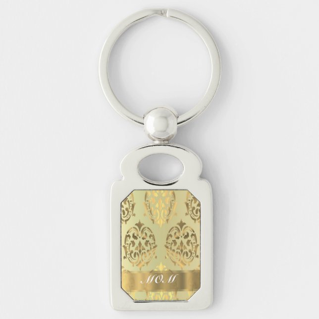 Chaveiro Dourada mãe personalizada damasco (Frente)
