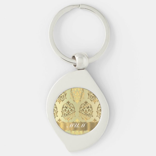 Chaveiro Dourada mãe personalizada damasco (Frente)