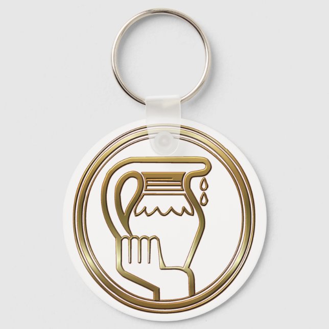 Chaveiro Dourado Aquarius Zodiac - Sinal de Astrologia da B (Frente)