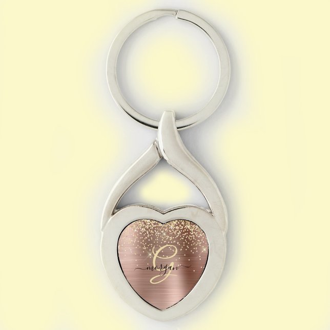 Chaveiro Dourado brilho, monograma Dourado, nome de script  (Criador carregado)