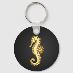 Chaveiro Dourado Cavalo de Mar Poligonal