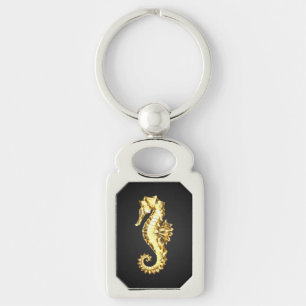 Chaveiro Dourado Cavalo de Mar Poligonal