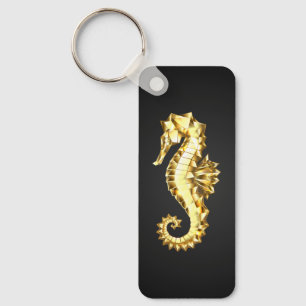 Chaveiro Dourado Cavalo de Mar Poligonal