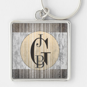 Chaveiro Dourado, Cinza Marble e Stripe