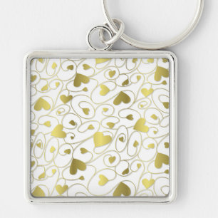Chaveiro Dourado corações encaracolados