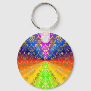 Chaveiro Dourado damasco arco-íris