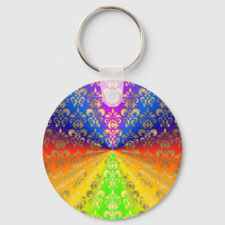 Chaveiro Dourado damasco arco-íris