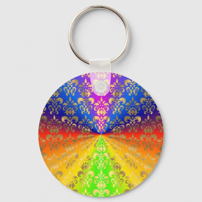 Chaveiro Dourado damasco arco-íris (Frente)
