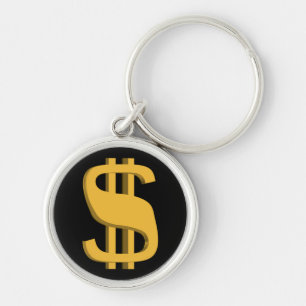 Chaveiro Dourado do sinal de dólar 3D