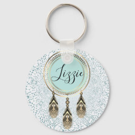 Chaveiro Dourado Dreamcatcher Abstrato Personalizado