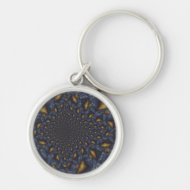 Chaveiro Dourado e Silver Blue Molten Metal (Frente)
