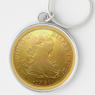 Chaveiro Dourado espanhol do prêmio do Doubloon d