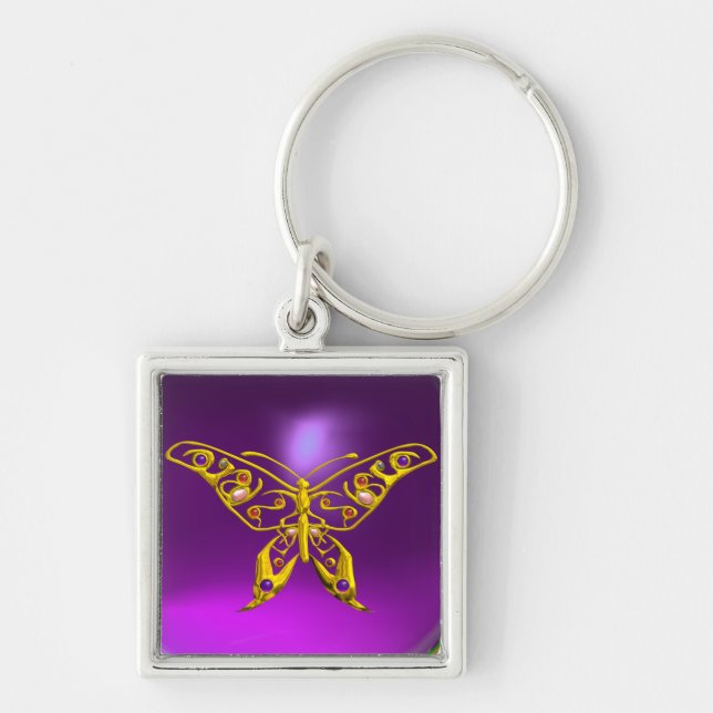 Chaveiro DOURADO HÍPER BUTTERFLY JEWEL, GEMSTONAS Roxo (Frente)