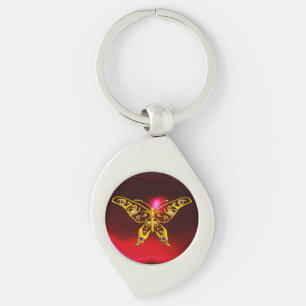 Chaveiro DOURADO HYPER BUTTERFLY JEWEL Red Burgundy Ruby