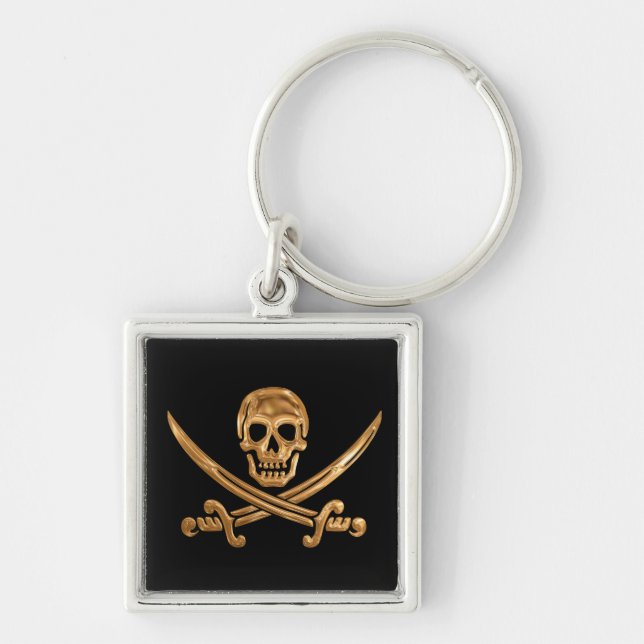 Chaveiro Dourado Jolly Roger (Frente)