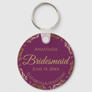 Chaveiro Dourado Lace Bridesmaid Casamento de Presente Roxo