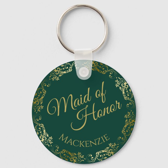 Chaveiro Dourado lugar no casamento da Madrinha de casament (Frente)