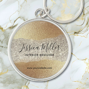 Chaveiro Dourado Moderno Diamante Brilho Falso Luxo Glam