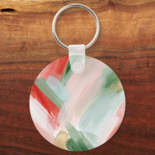 Chaveiro Dourado Rosa Verde Azul Vermelho Abstrato