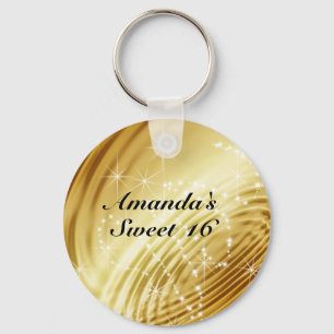 Chaveiro Dourado Satin, Sparkle, Doce 16 Favor
