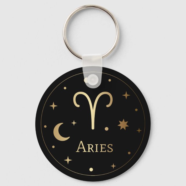 Chaveiro Dourado Sinal/Aries Zodíaco (Frente)