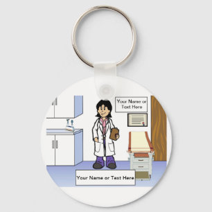 Chaveiro Doutor - Cartoon feminino por PrintedPerfection.co