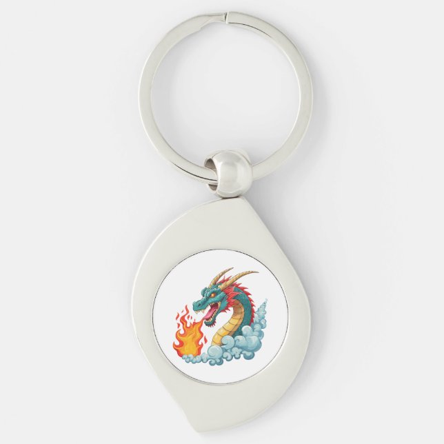 Chaveiro dragão de chifre azul (Frente)