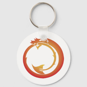 Chaveiro Dragão Ouroboros Amarelo-Laranja