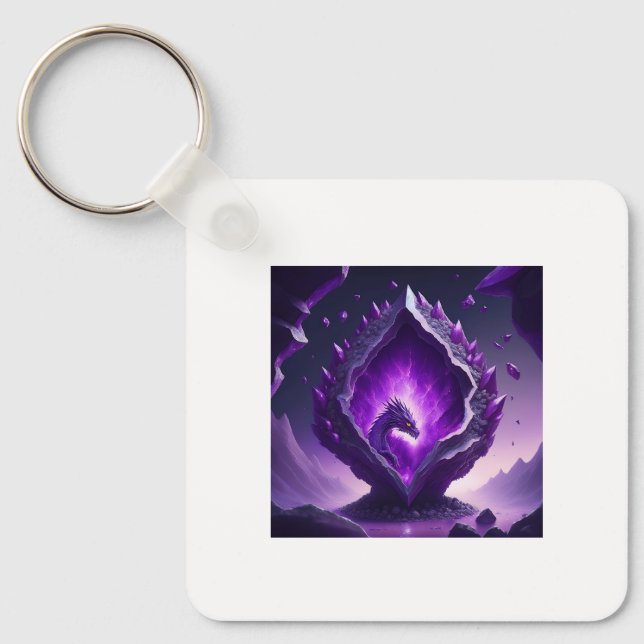 Chaveiro Dragão Roxo Bebê Emerge Do Ovo Espacial (Frente)