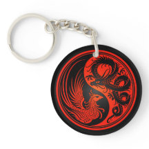 Dragão vermelho e preto Phoenix Yin Yang