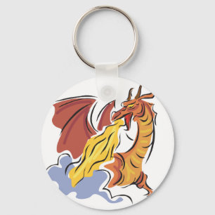 Chaveiro dragão vermelho que respira fogo