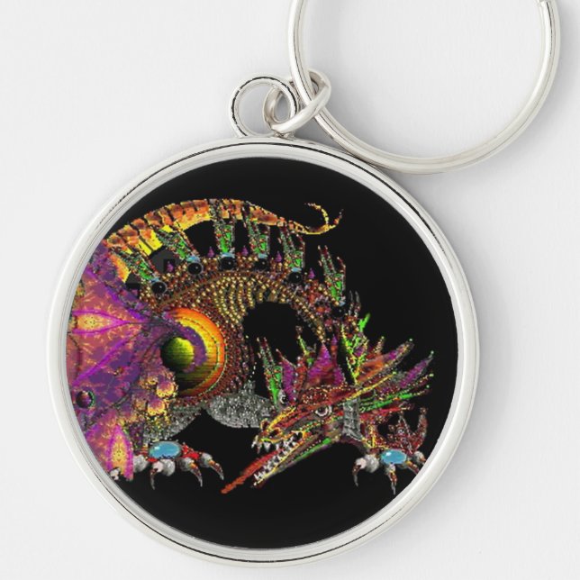 Chaveiro DRAGO Fantasy Dourado Dragão em Preto (Frente)