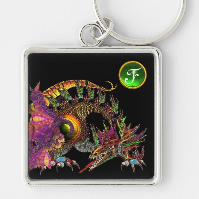 Chaveiro DRAGO, Green Emerald Gem Monograma (Frente)